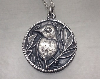 Little Bird Perched Pendant Sterling Silver