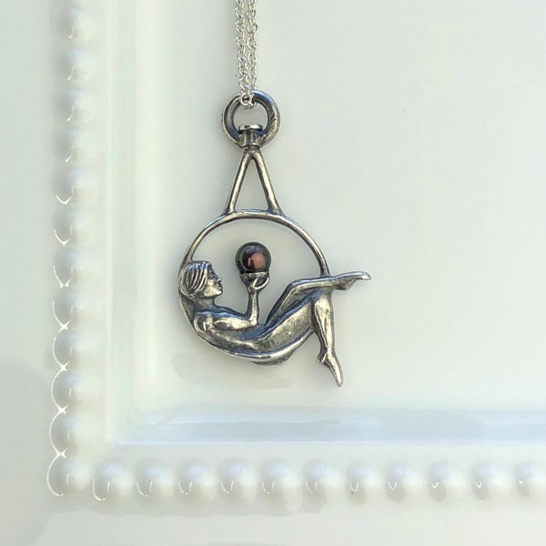 Lyra Lady in the Moon Pendant with Pearl