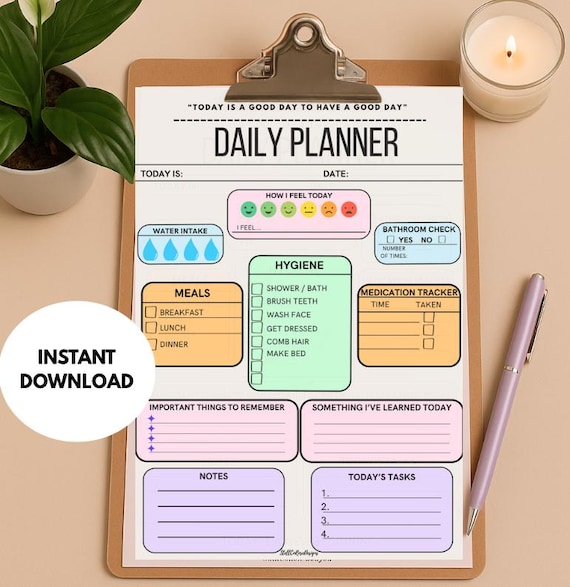Dementia Daily Routine Planner Printable, Elderly Daily Checklist, Routine Tracker for Seniors & Caregivers, Memory Care Digital Download