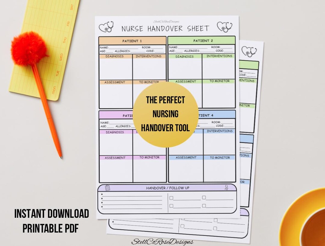 Nursing Handover Examples Nursing Handover Sheet, Nurse Brain Sheet, RN Shift Organizer, ISBAR ...