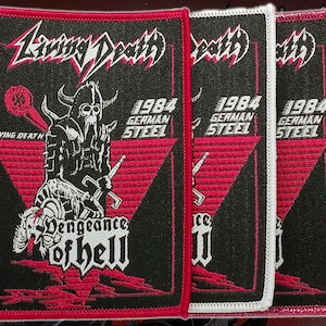 LIVING DEATH'Vengeance of Hell'Woven Patches,ThrashMetalpatches,BattleJacket,Metalbandpatches,sewonpatches,