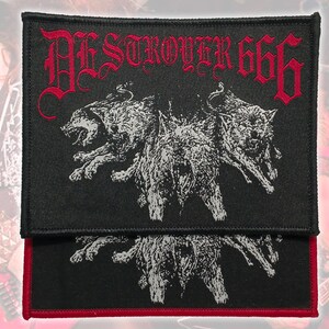 DESTROYER 666/Wolf/Woven Patches/Black Thrash Metal/Sew-on/Battle Vest/Appliques/