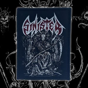 SINISTER 'Enthroned Reaper' Woven Patches,OldschoolDeathMetalpatches,BattleJacket,sewonpatches,