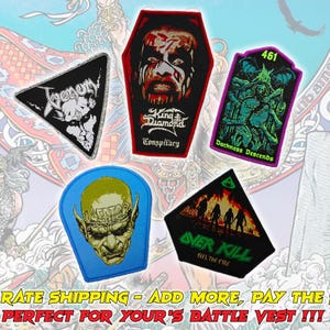 Paquete Heavy Speed ​​Thrash Metal Set 5 Parches tejidos/Aplicaciones para chaleco de batalla para coser/Metalhead/