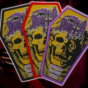 DEATH&#39;Scream Bloody Gore&#39;Woven Patches,Death Metal patches,Metal band patches,Battle Jacket,