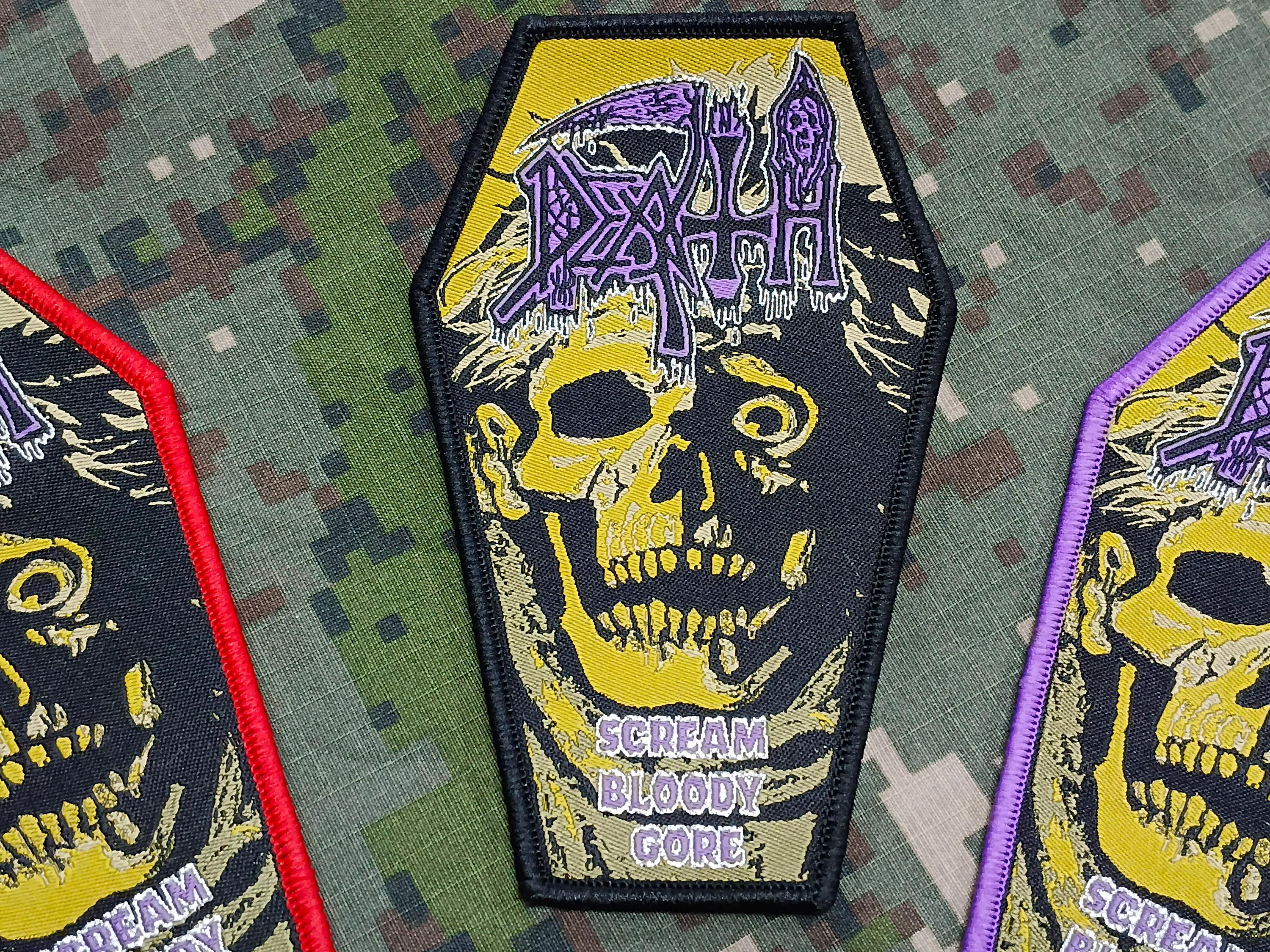 Death Shape DEATH 'scream Bloody Gore'/woven Patch/coffin Shape/deathmetalpatch ...