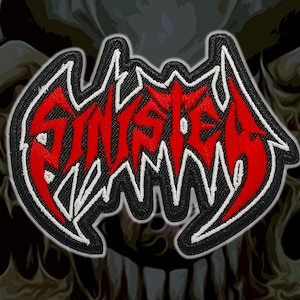 SINISTER&#39;Logo&#39;Embroidered Patches,Death Metal patches,Metal patches,Battle Jacket,