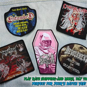 Zestaw Death Metal 5 naszywek tkanych/naszywek na kamizelkę bojową/odznaka Metalhead/