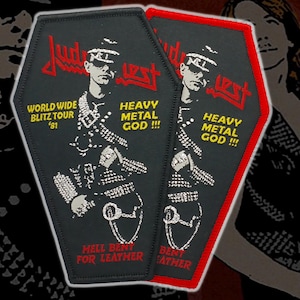 JUDAS PRIEST&#39;Hell Bent  For Leather-World wide Blitz Tour&#39;81&#39;Woven Patches,Heavy Metal patches,Rock band patches,Battle Jacket,