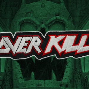 OVER KILL 'Logo' Aufnäher, gestickte Aufnäher,ThrashMetalpatches,Schnellmetallpatches,Kampfweste,selbstgenäht,