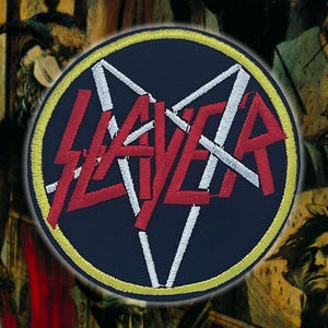 SLAYER &#39;Logo&#39; (Circle shape) Embroidered Patches, Thrash Metal patches,Thrash Metal Battle Jacket,Old school Metal patches,Metal patches,