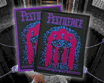 PESTILENCE 'Testimony of the Ancients' Woven Patches,Oldschool DeathMetalpatches,Battlejacket,Metal patches,sewonpatches,