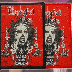 MERCYFUL FATE/Kom in i Coven/Vävda lappar/BlackHeavyMetal/Rockbandlapp/Slagväst/Applikation/Sy-på/Headbanger/lappväst/