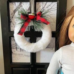 Mini couronne de Noël - Échelle 1/3 pour poupées de 14 à 18 pouces - Smart Doll, accessoires de lutin, décoration de maison de poupée Père Noël, vintage