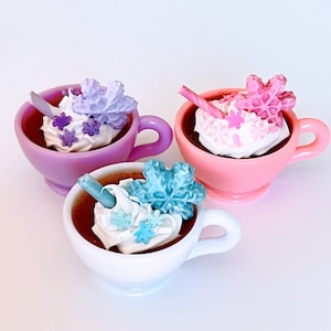 Winter Snowflake Hot Chocolate 1/3 scale for American 14.5 -18 inch doll like OG, BJD, Smart Doll-  cocoa- dollhouse food and accessories