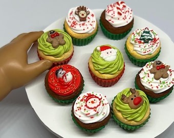 Minikerstcupcake nepvoedsel 1/3 schaal voor 14,5"-18" pop-elf rekwisieten-poppenhuisaccessoire- vakantiesnacks