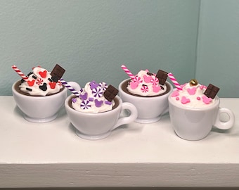 Mini Winter Hot Chocolate -1/3 scale to fit 14- 18" dolls - multiple colors- elf props