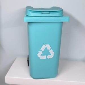 Trash Can or Recyclables Bin 1/13 scale for 14.5"- 18" dolls- various colors- dollhouse accessories teal blue recycling