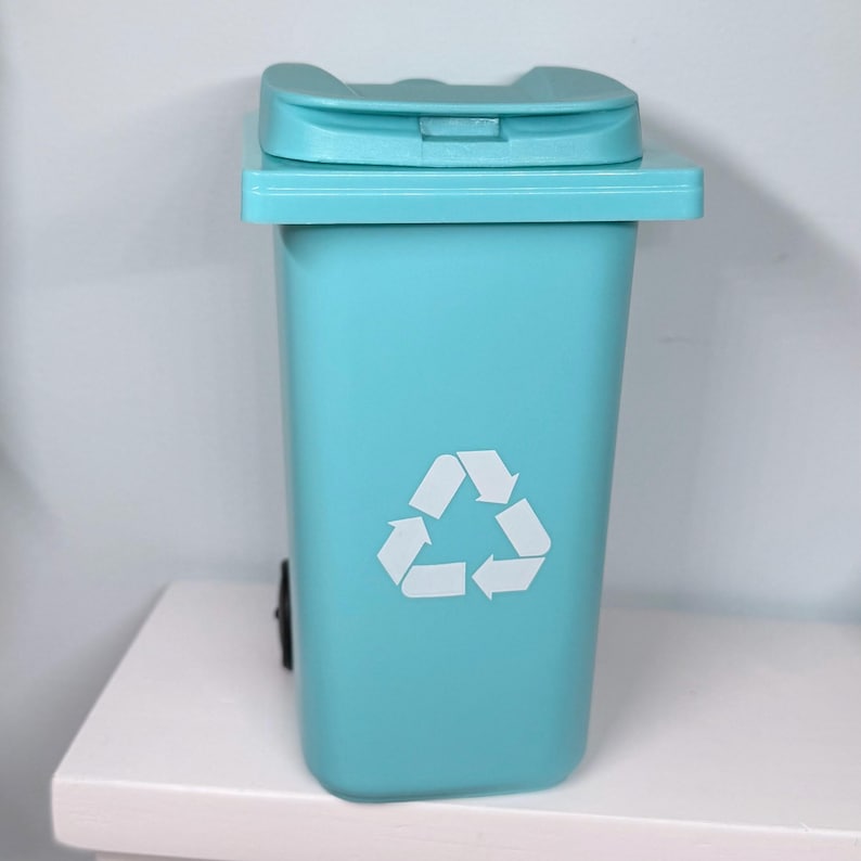 Trash Can or Recyclables Bin 1/13 scale for 14.5"- 18" dolls- various colors- dollhouse accessories teal blue recycling