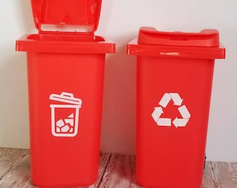 Trash Can or Recyclables Bin 1/13 scale for 14.5&quot;- 18&quot; dolls- various colors- dollhouse accessories