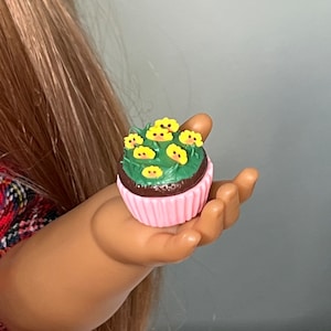 Mini Easter Chicks cupcake faux food 1/3 scale for 14” - 18” doll- dollhouse accessory snacks
