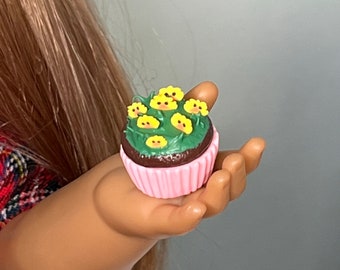 Mini Easter Chicks cupcake faux food 1/3 scale for 14” - 18” doll- dollhouse accessory snacks