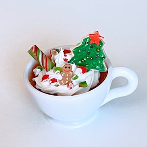 Mini Christmas Hot Chocolate -1/3 scale to fit American 14- 18&quot; dolls BJD, elf props-  gingerbread cocoa