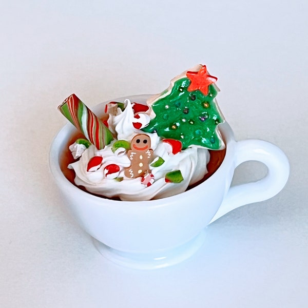 Mini Christmas Hot Chocolate -1/3 scale to fit 14- 18" dolls BJD, elf props-  gingerbread cocoa