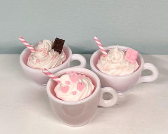 Mini Pink Hot Chocolate -1/3 scale to fit 14- 18" dolls - multiple colors- elf props- cocoa
