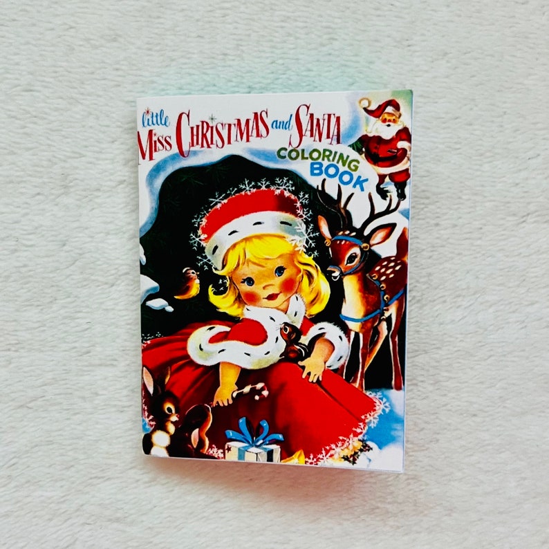 Doll Christmas Coloring Book 1/3 scale for 14-18 inch dolls accessories, art supplies Santa, Snowman, Little Miss, Vintage, Kitties LittleMiss Christmas