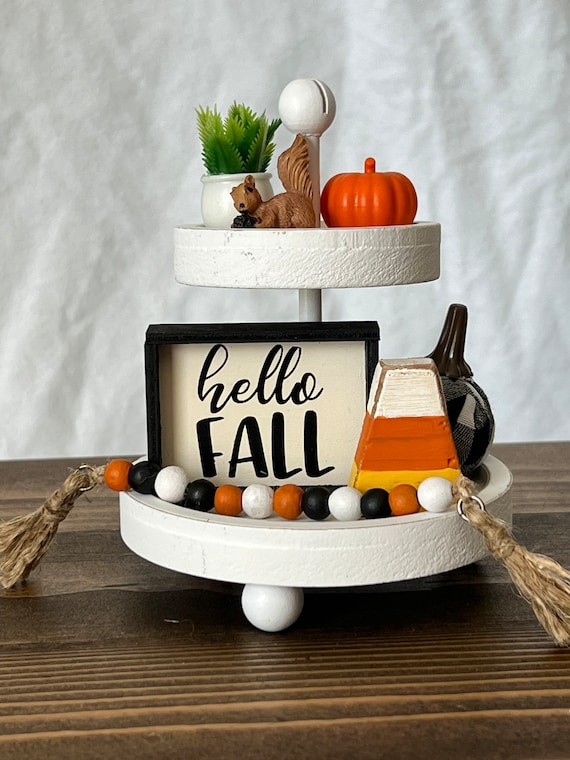 Mini holiday themed tiered tray -1/3 scale for 14.5- 18” doll- room box, miniatures, dollhouse accessories and decor