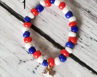 Star Bracelet for 18" dolls jewelry, accessories red white blue 4th of July patriotic 1/3 scale