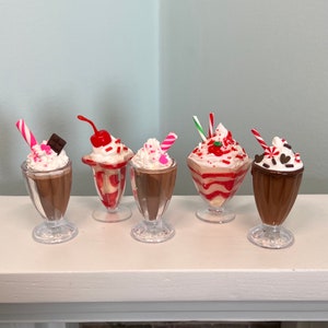 Mini Ice Cream Parfait for 14- 18&quot; doll -bjd or Smart doll- sundae, chocolate shake, frozen drink