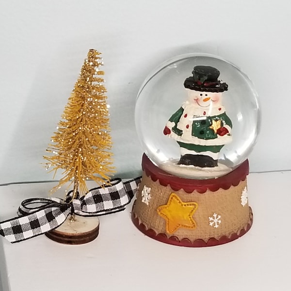 Mini Christmas Snow Globe & tree 1/3 scale for 14.5- 18" doll -dollhouse decor