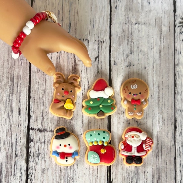 Mini Christmas Cookies 1/3 scale to fit 14.5- 18 inch doll-Cookies for Santa,food,kitchen accessory- elf props