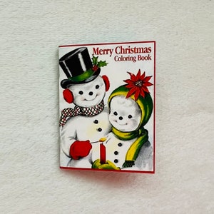 Doll Christmas Coloring Book 1/3 scale for 14-18 inch dolls accessories, art supplies Santa, Snowman, Little Miss, Vintage, Kitties Snowmen