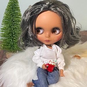 Christmas Hot Chocolate for 11” -12” doll, petite princesses, bjd, drink cocoa mug 1/6 scale