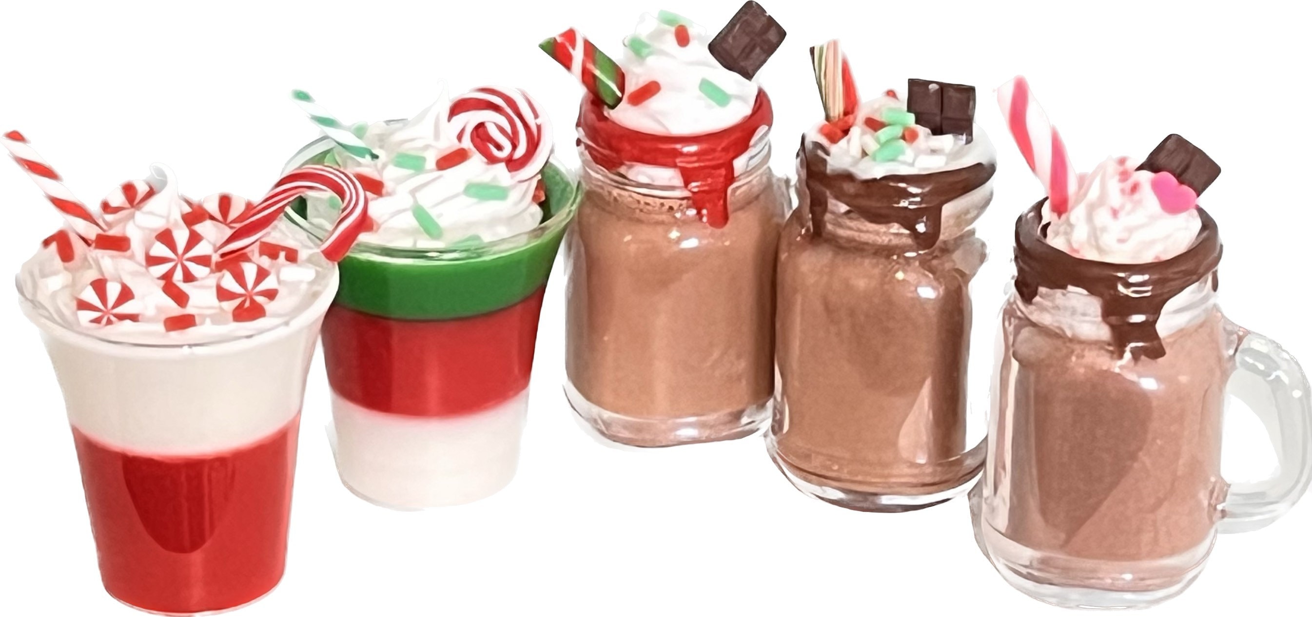 Mini Holiday Drinks 1/3 scale for American 18" doll - mason mug hot cocoa or festive shake- dollhouse kitchen elf accessories- smart doll