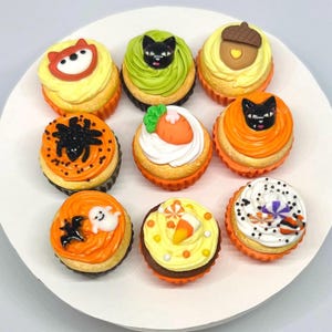 Mini Fall Halloween cupcake faux food 1/3 scale for 14.5”- 18” doll-elf props- dollhouse accessory- snacks