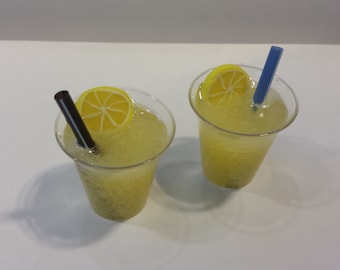 2 Glasses Frozen Lemonade for American Girl, BJD, Wellie Wishers,My LIfe, Our Generation,or other 14-18" doll