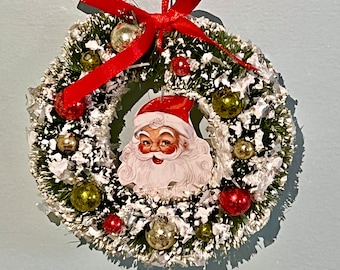 Mini Christmas Wreath - 1/3 scale for 14"-18" dolls- dollhouse decor Santa, vintage