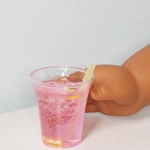 Mini Faux Pink Lemonade Drink 1/3 scale for 14&quot;- 18&quot; dolls