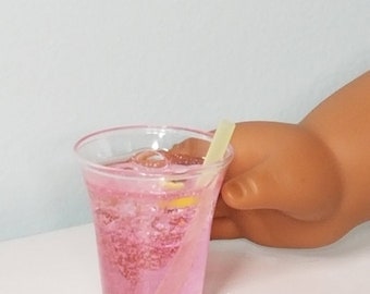 Mini Faux Pink Lemonade Drink 1/3 scale for 14"- 18" dolls