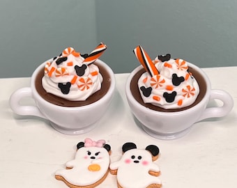 Mini Halloween Cookies and Hot Chocolate for 14- 18" doll drink cocoa, 1/3 scale