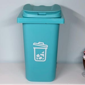 Trash Can or Recyclables Bin 1/13 scale for 14.5"- 18" dolls- various colors- dollhouse accessories teal blue trash