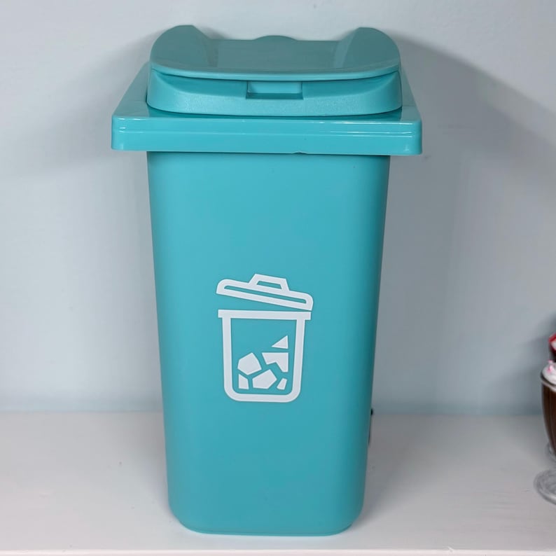 Trash Can or Recyclables Bin 1/13 scale for 14.5"- 18" dolls- various colors- dollhouse accessories teal blue trash