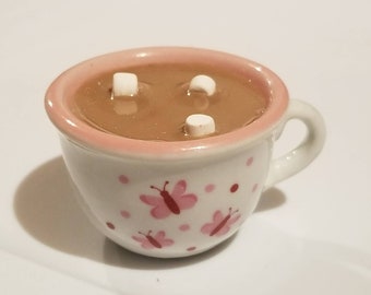 Hot Chocolate with marshmallows 1/3 scale for 18 inch dolls - dollhouse food accessories- mini cocoa bar