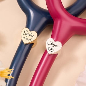 Personalized Stethoscope Tag with Name,Heart Stethoscope ID Tag,Engraved Stethoscope Charm Ring,Doctor Gifts,Christmas Gifts,Gift for Nurse