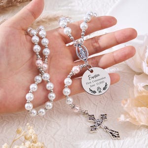 Personalized First Communion Rosary,Baptism Gift,1st Communion Gift,Holy Communion Gift for Girl,Cross Rosary Gift,Baptism Gift Baby Girl