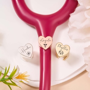 Personalized Engraved Stethoscope ID Tag,Heart Stethoscope ID Charm,Stethoscope Name Tag,Stethoscope Nurse Gift,RN Doctor/Nurse Gift for Her